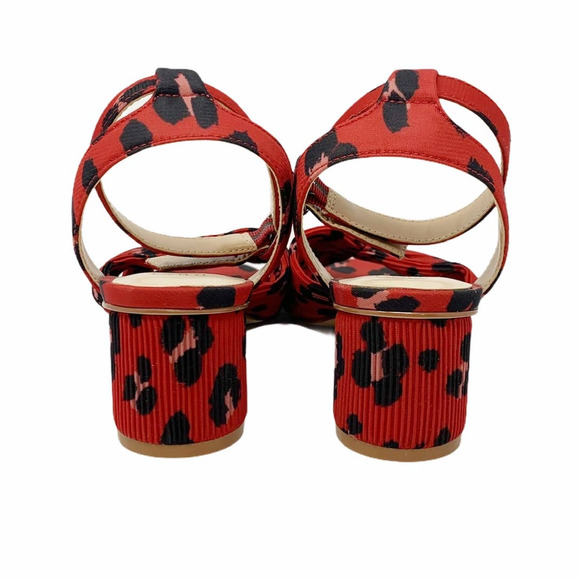 CAbi Red Leopard Print Siren Block Heel Sandals 9 - Picture 3 of 10